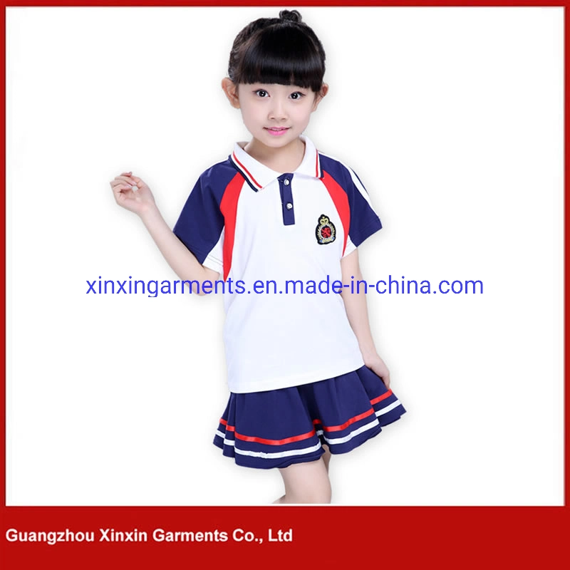 Child Summer Cotton School Uniform, Kid School Shirt, School Wear (U110)