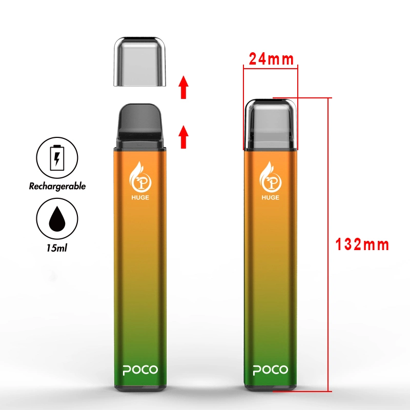 Factory Price 5000puffs Poco Huge Disposable/Chargeable Vape Pen Mesh Coil Type-C Rechargeable Wholesale/Supplier Vape Bar 15ml Vape Juice 0/2/5% Nic