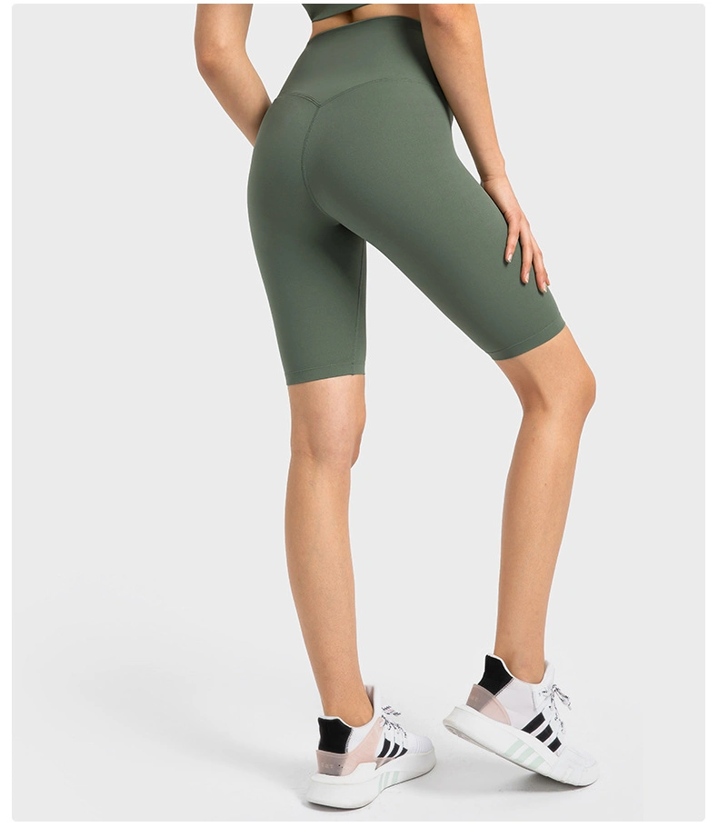 Comercio al por mayor trajes de sudor cortos de deporte fitness femenino desnudo de cintura alta elevación de cadera ejecutando Yoga bolsillos corto Panties secado rápido de ropa deportiva ropa de gimnasia