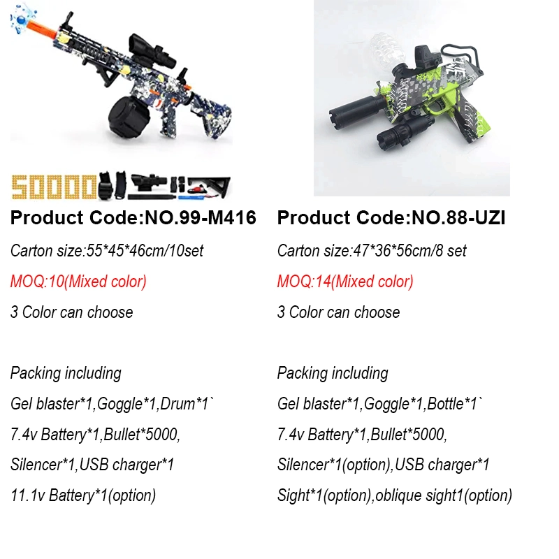 Multiple Style Kinds of Style Gel Bullet Toy Gun Ak47 M416 Water Gel Splatter Blaster Bolas Electric Gun Pistolas De Hidrogel