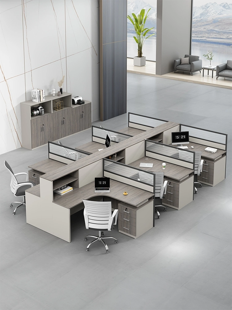 Modern Design Commercial Furniture Computer Workstation Partitions 6 Person Office Staff Table Office Desk