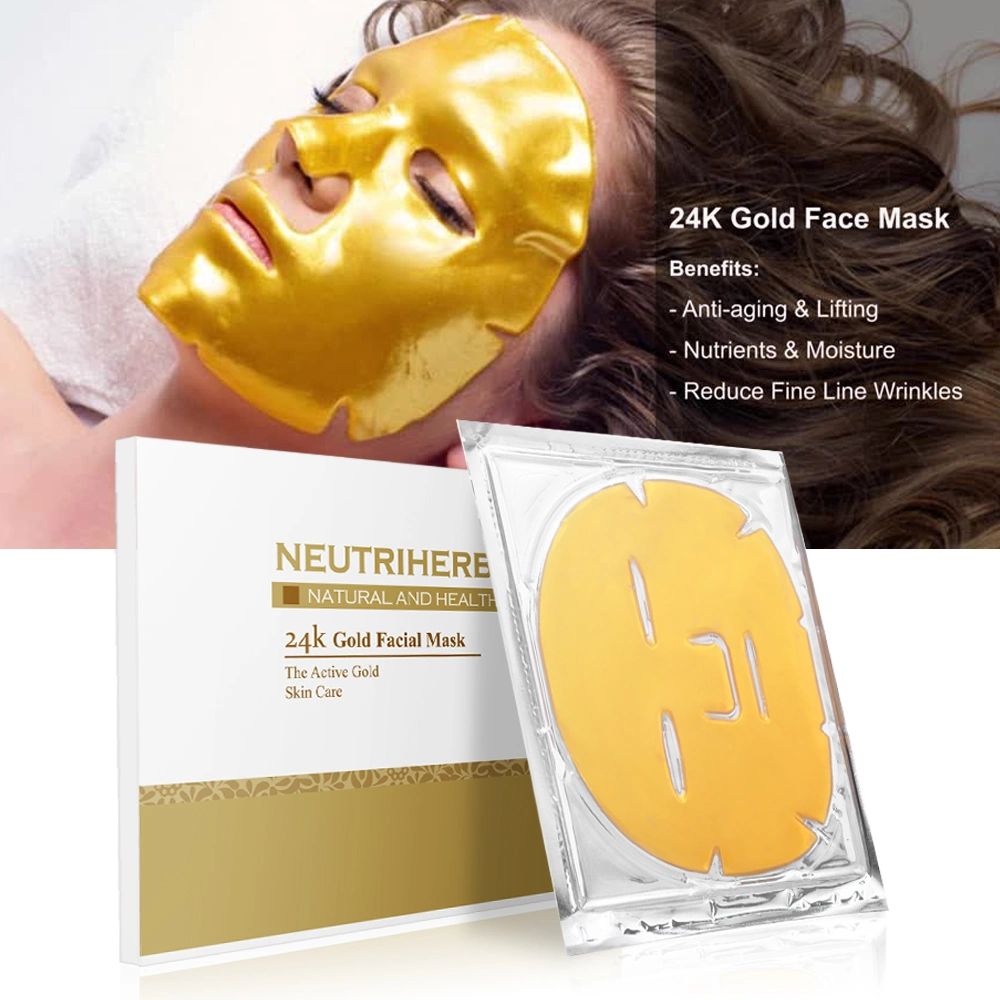 OEM Custom Logo Vegan Moisturizing Firming 24K Pure Gold Face Mask Sheet