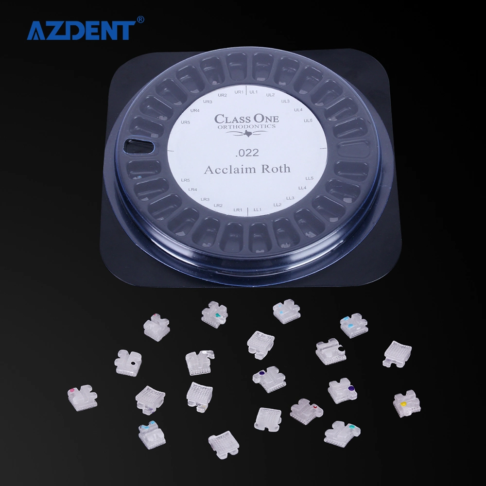 Azdent Dental Brackets Roth 022 Hooks 345 Mesh Base Invisable Clear Ceramic Braces