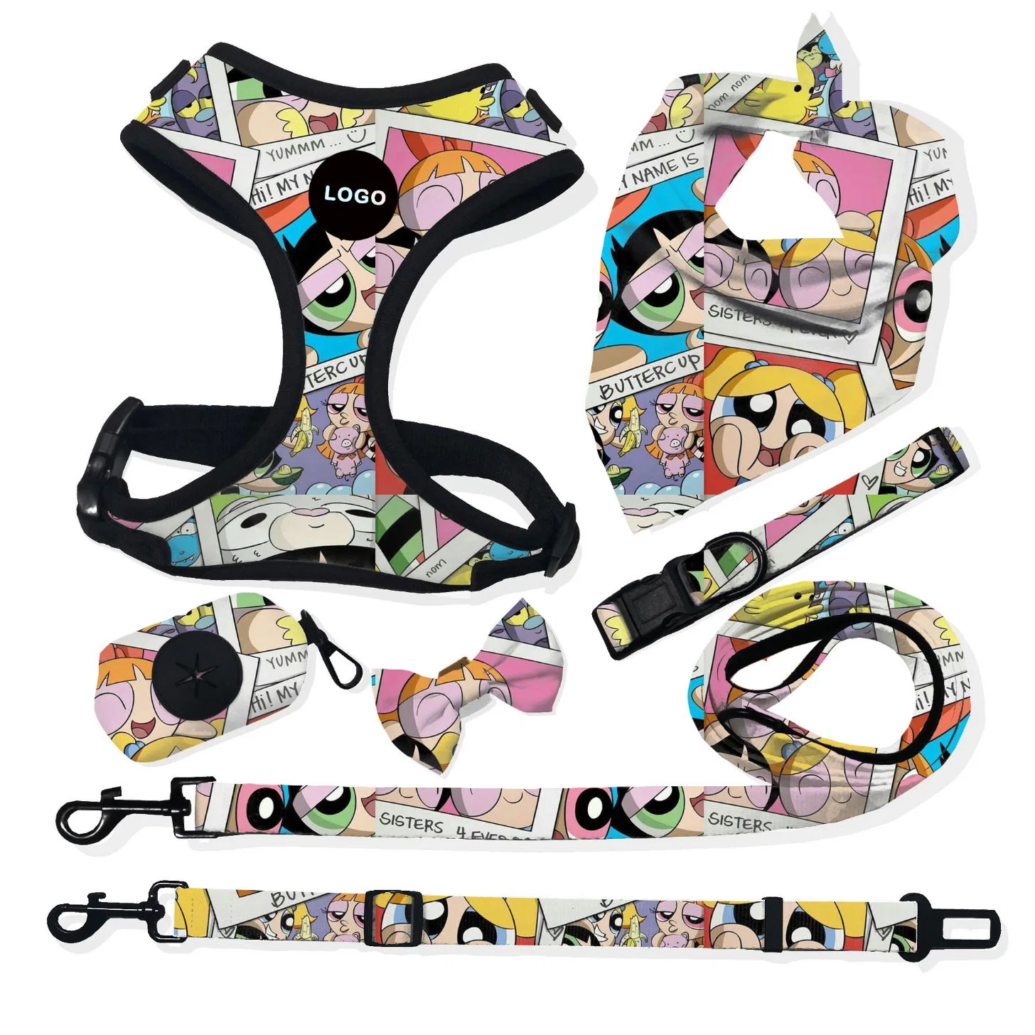 High quality/High cost performance  Pet Supplies Custom Print Dog Harness Belt and Leash Set Dog Accessories Breathable /Epidemic Price