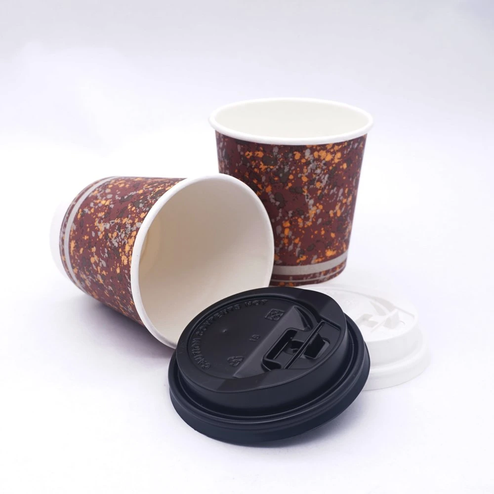 Take Away Disposable Biodegradable Paper Coffee Mugs with Cup Lids for Hot Drinking