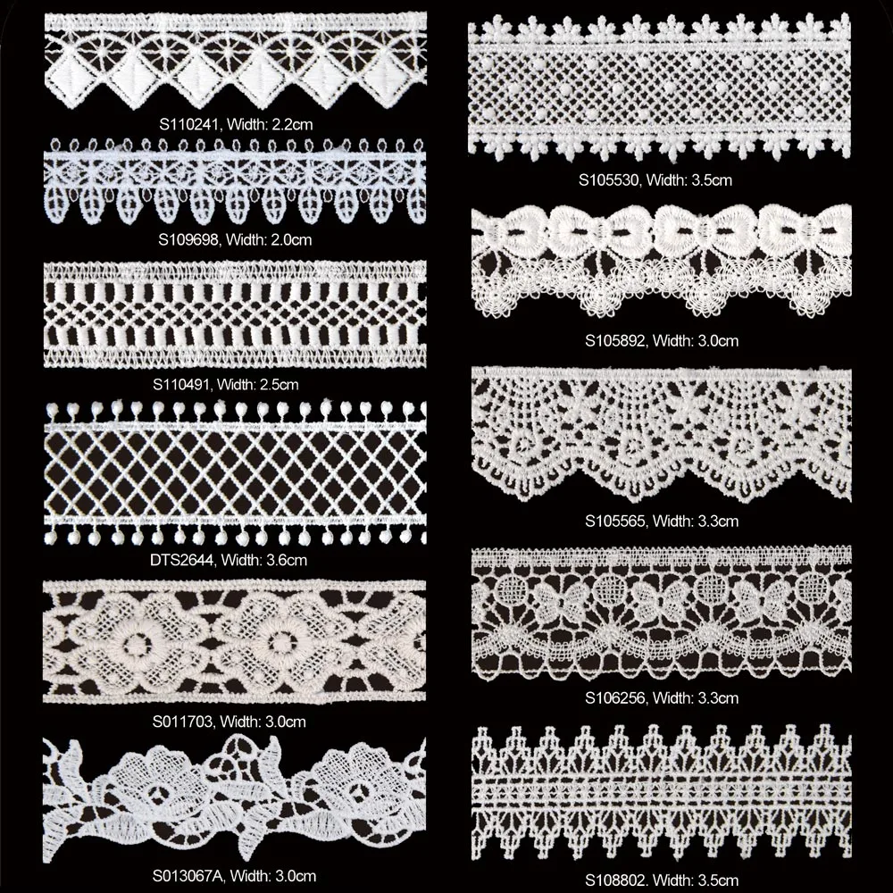 Custom Design 1inch Wide Embroidery Polyester Guipure Lace Ribbon Trim