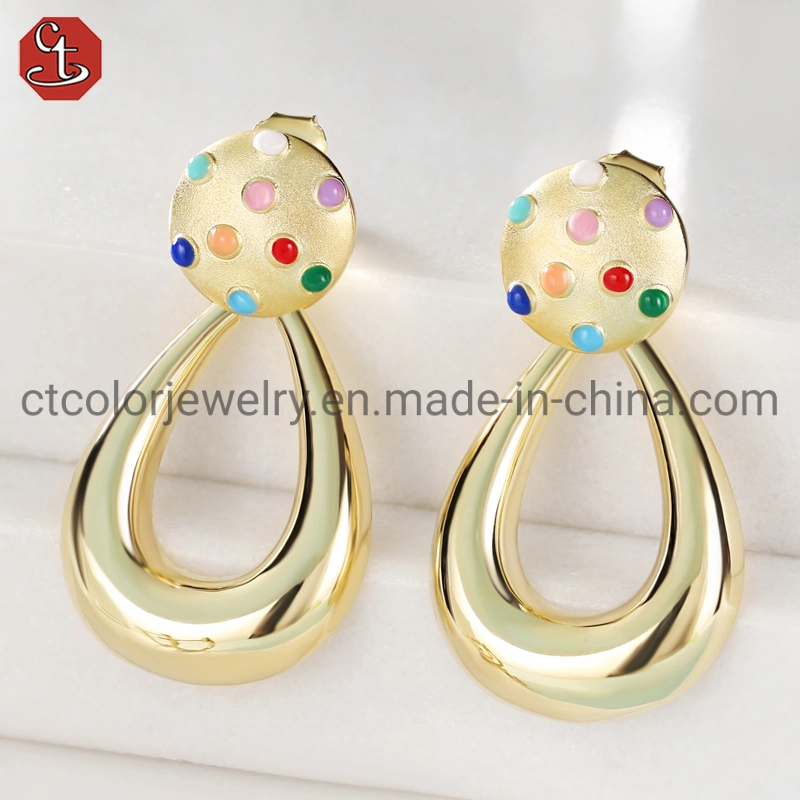 New Design Fashion Jewelry 925 Sterling Silver or Brass Enamel 18K Gold plated Earrings For women