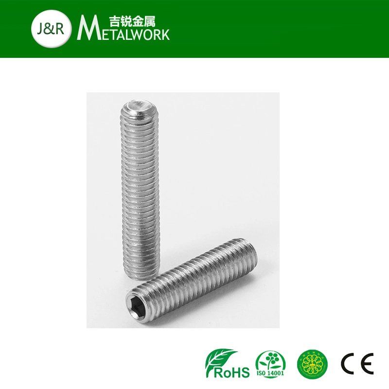 M12 M16 hexagonal de acero inoxidable con tornillo de ajuste de punta plana (DIN913)