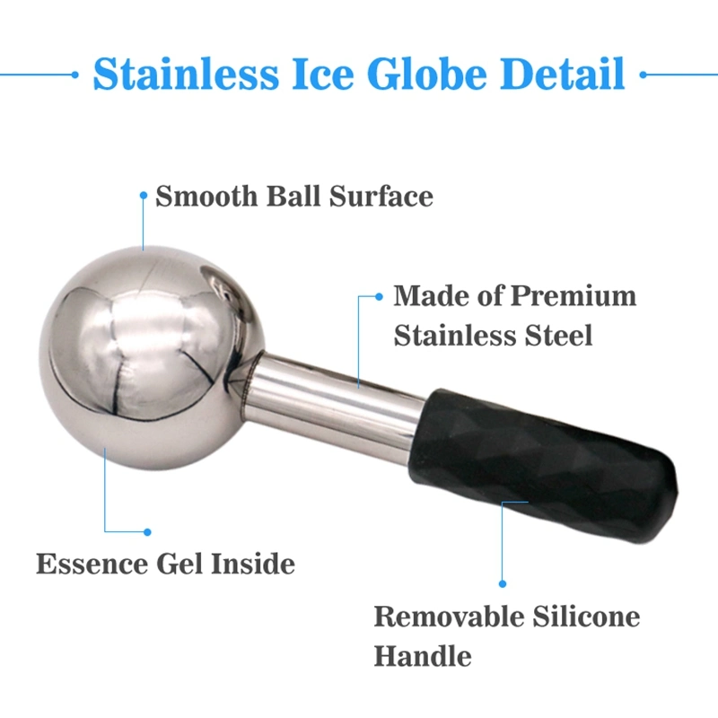 Private Label Beauty Care Cold Face Massager Stainless Steel Facial Roller Ice Globes