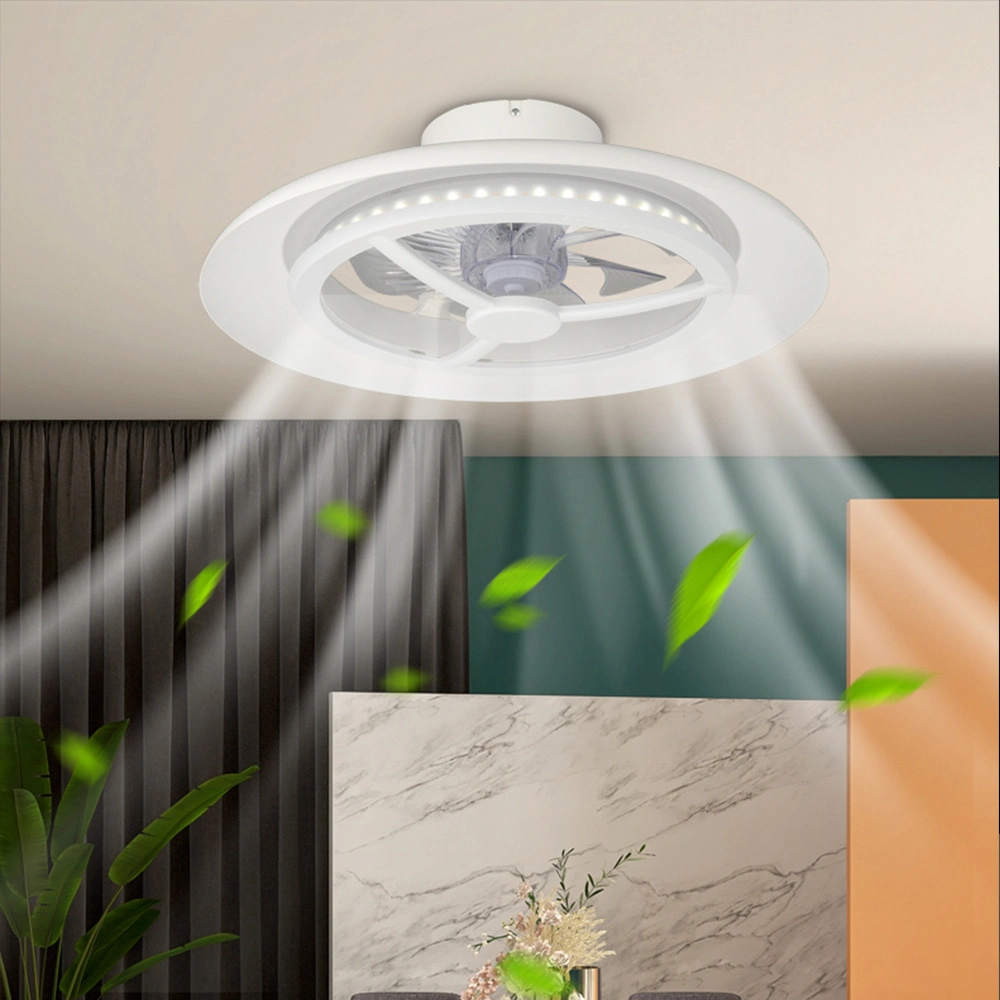 Customized Remote Phone Wall Control Silver Modern LED Light Source Invisible Ceiling Fan