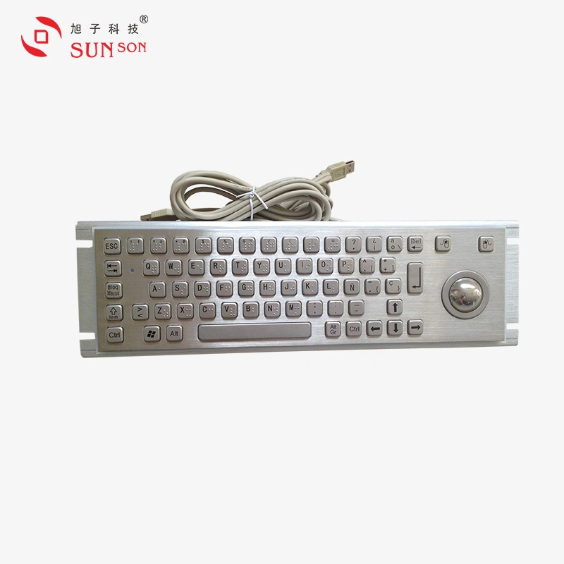 High Quality Laser Engraving Metal Keyboard with Brallie and Trackball for Outdoor Kiosk Totem