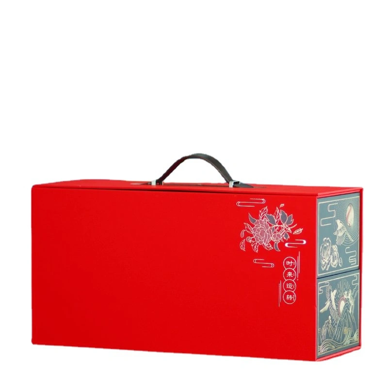 Christmas Personalized Red Green Square Makeup Boutique Chinese Style Custom Packaging Box for Gift