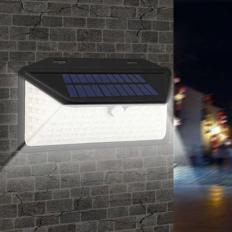 Los 3 lados 102 LED Lámpara de Pared Solar decorativo exterior Solar Seguridad Sensor de movimiento de la luz de pared