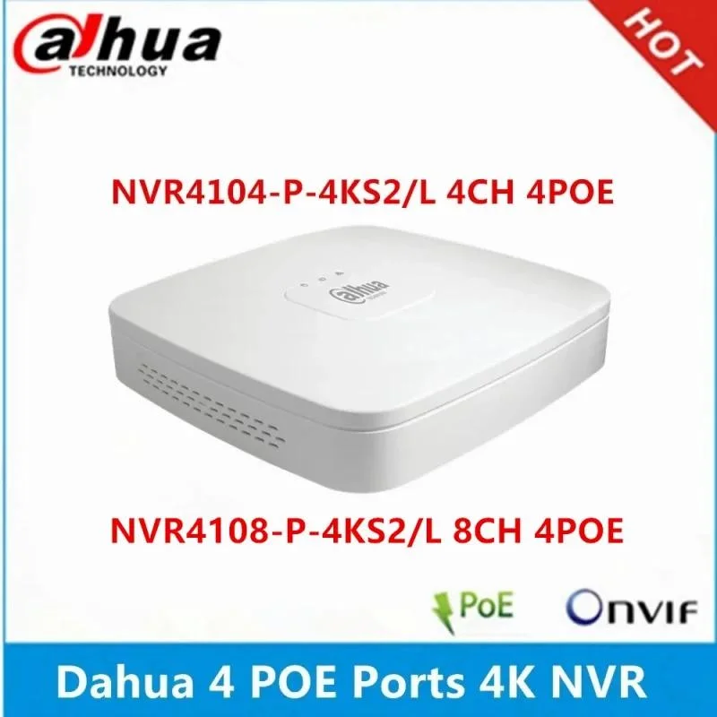 Dahua NVR4104-P-4ks2/L 4CH 4K 4 Channel Smart 1u 1HDD 4poe Network Video Recorder NVR DVR