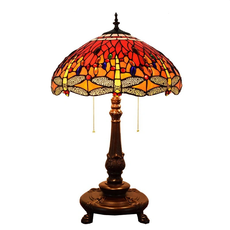 Hot Sale Tiffany Table Lamp with Stained Glass Dragonfly with Beauty Base