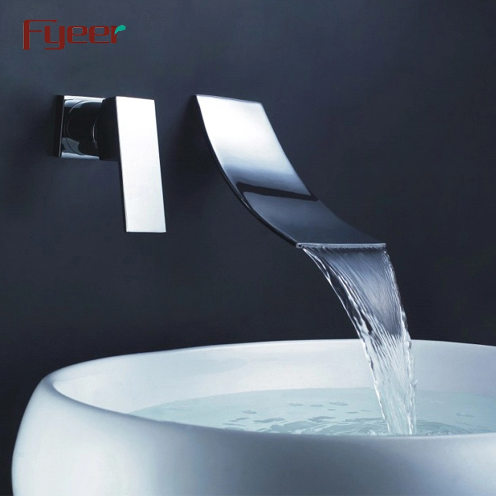 Fyeer Wall Mounted Double Hole Waterfall Basin Faucet