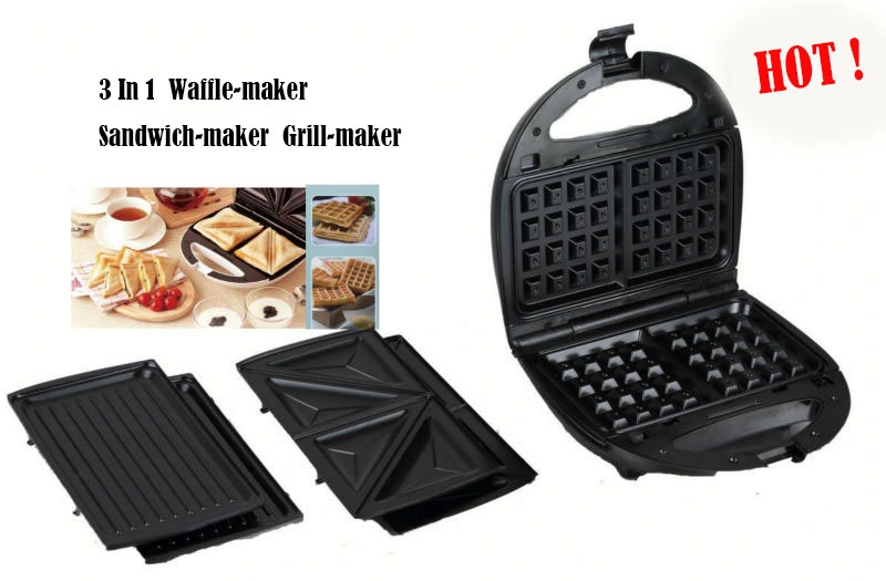 750W 3 in 1 Panini Press Grill Sandwich Maker Grill Maker Home Waffles Baker