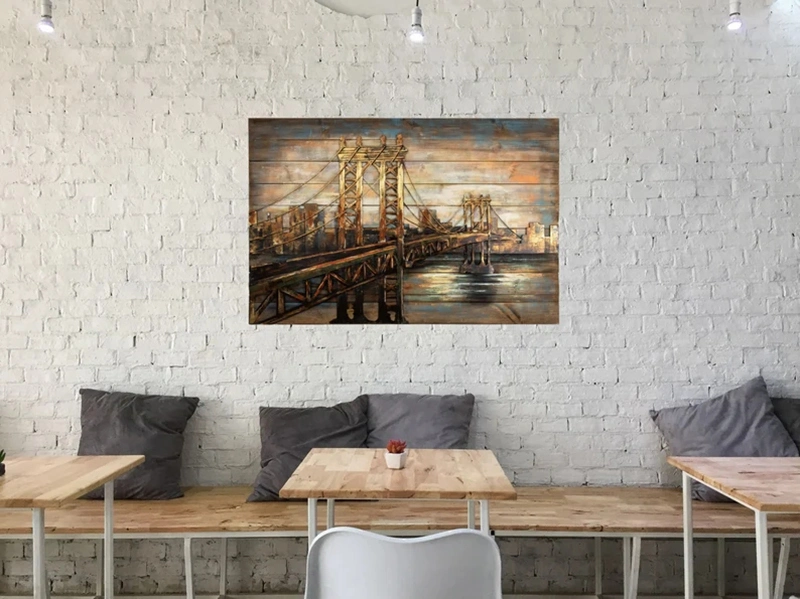 [فنّي] أرجح فنون [لفنك] [فلّ وول] فن خشب لوح رسم Bridge Ready to Hang 3D Metal Wall Art Abstract Home الديكور