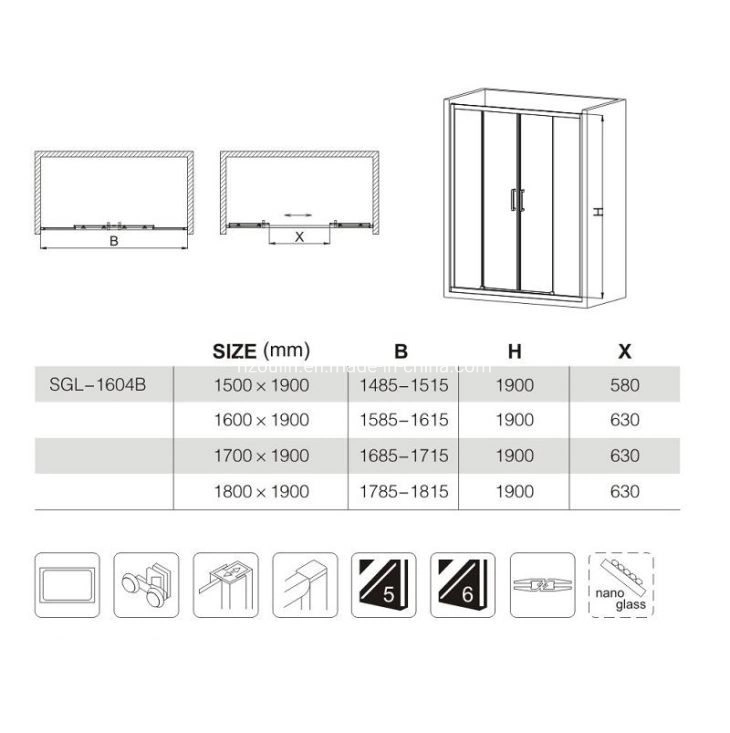 Vita Slim una instalación rápida ducha deslizante de cristal de seguridad Doorpressed bloque en la rampa hacia abajo para sacar adelante el cristal para una fácil limpieza.