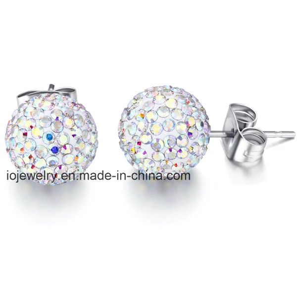 Stainless Steel Crystal Body Piering Jewelry Ball Stud Earrings