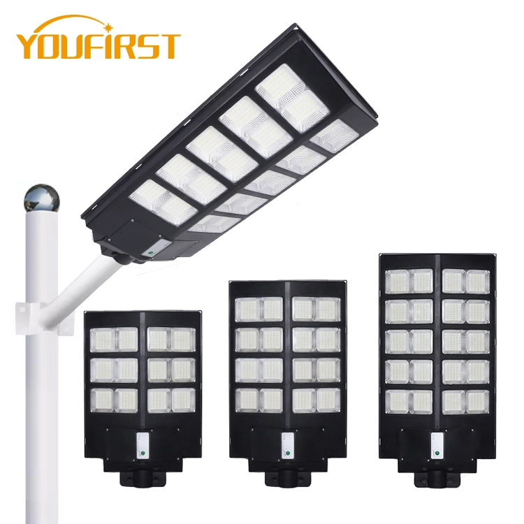 Batería para sensor de movimiento remoto de alta potencia IP65 impermeable 300W 400W 500W LED integrado todo en una Luz Solar de Calle