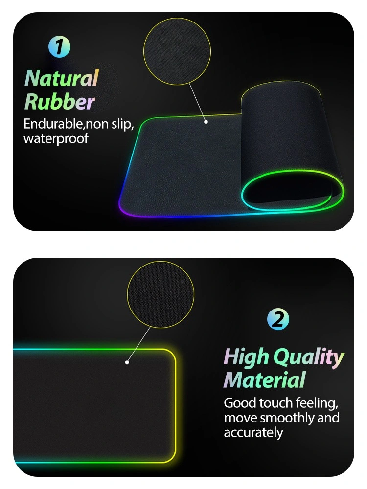 300 * 800 * 4mm Custom Lighting Colorful RGB Mice Pads LED Game Non-Slip USB Mouse Pad