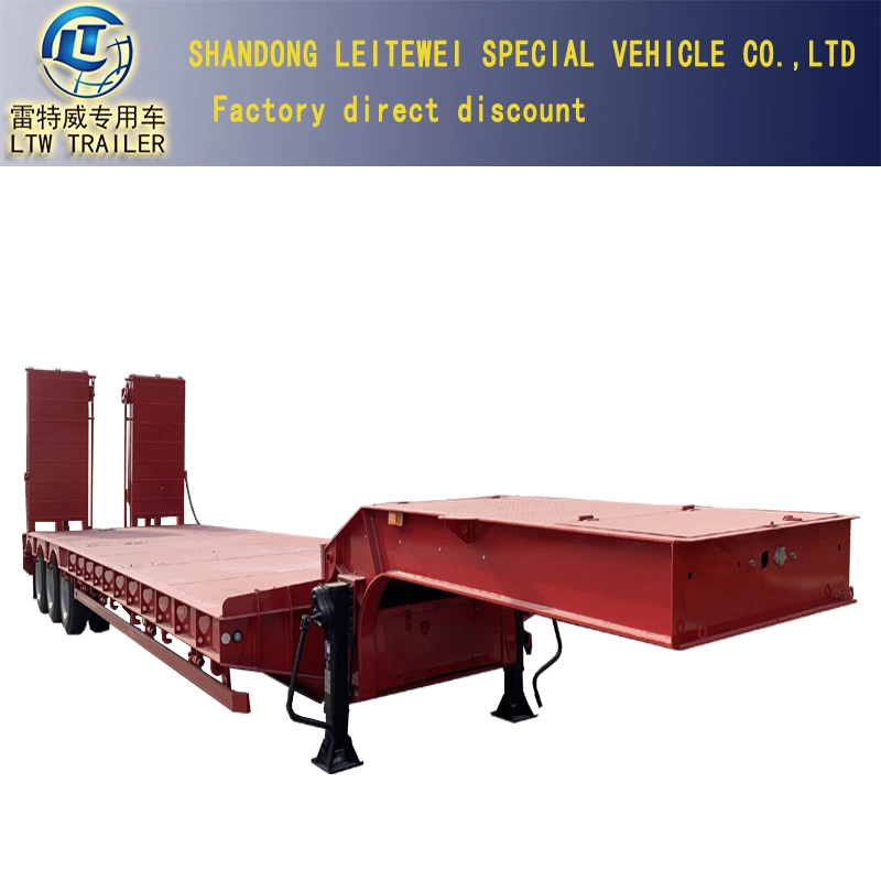 4 Axle 80-Ton Gooseneck Rack Log for Wood Timber Lumber Forest Load Transport Low Bed Semi Trailer