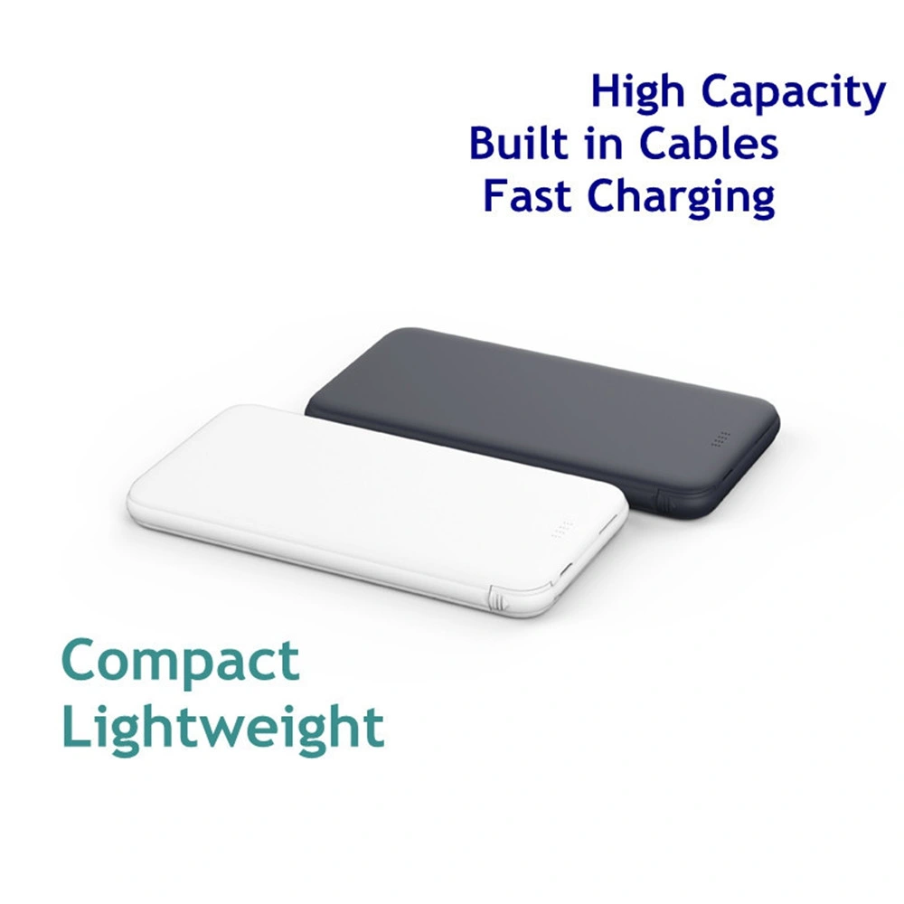 Rt0502 Banco de potencia cargador portátil ultrafino construido en el cable Powerbank