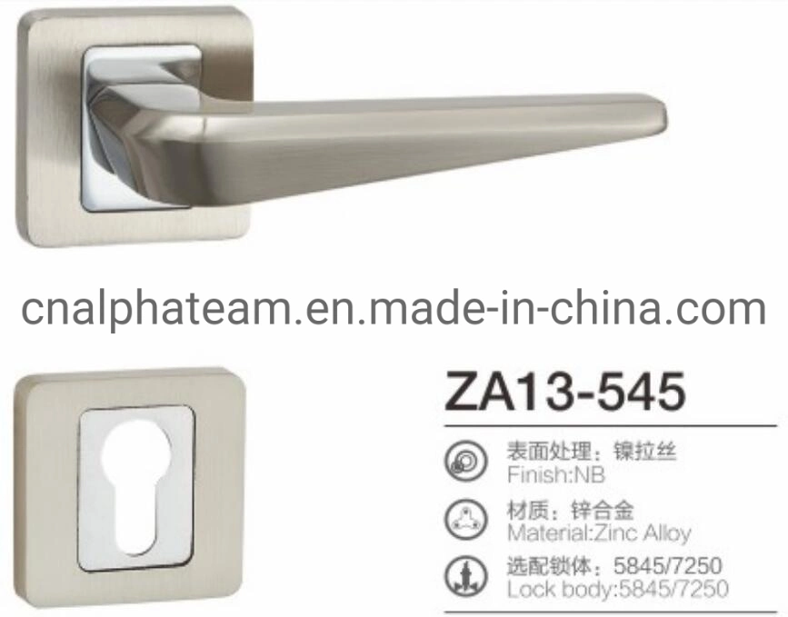 Wholesale/Supplier Satin Nickel Brushed Bathroom Square Lever Door Lock Handle on Round Rosette