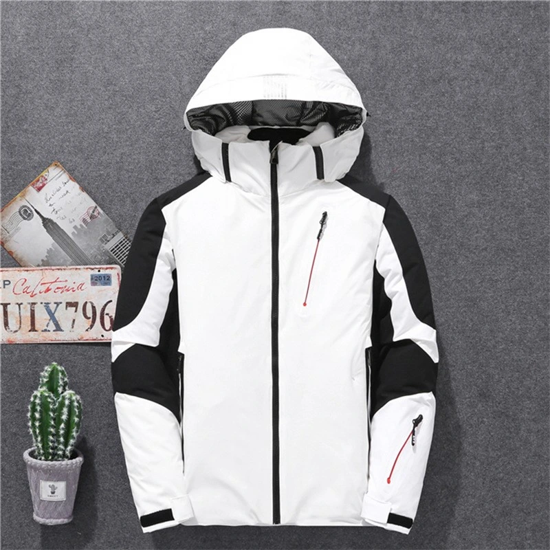 Chaqueta de plumón de pato blanco con capucha para hombre de invierno Impermeable capa de nieve para caminatas Camping esquí