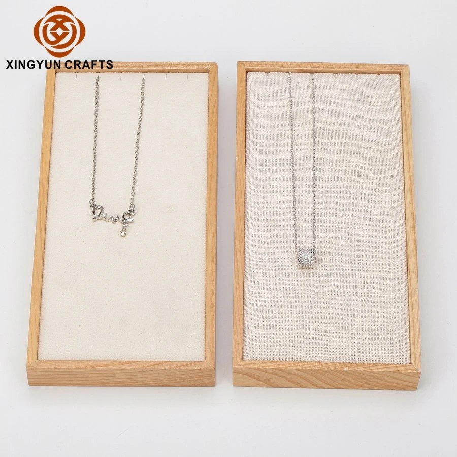 Factory Supply Natural Wooden Pendant Necklace Bracelet Display Tray Wood Jewelry Packaging Display