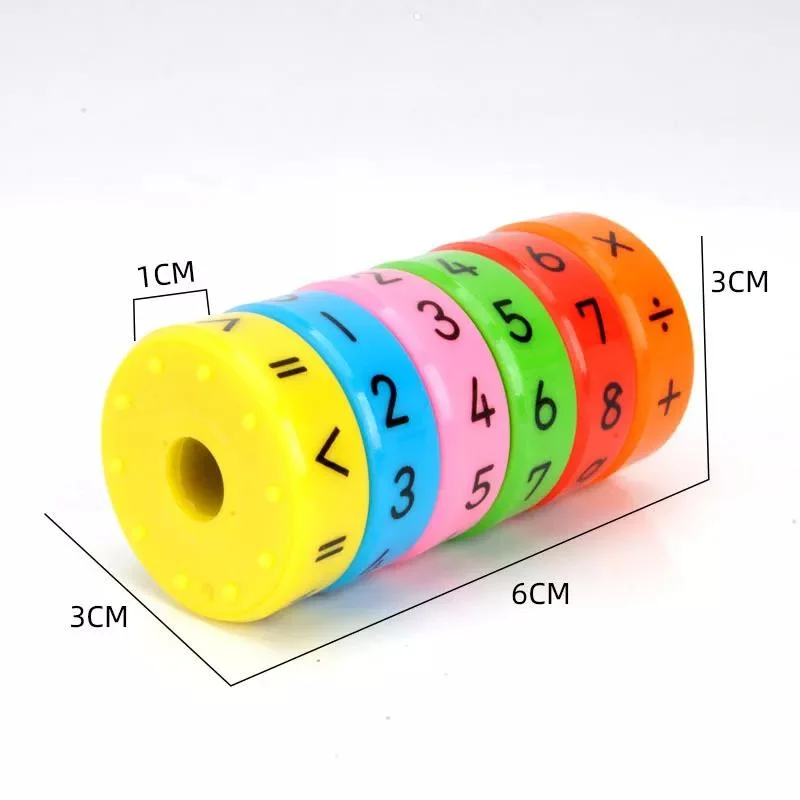 6PCS/Set Education Magnetic Mathematics Numerals Cylinder Learning Math Abacus Toy Kindergarten Primary School Kid Colorful Ring