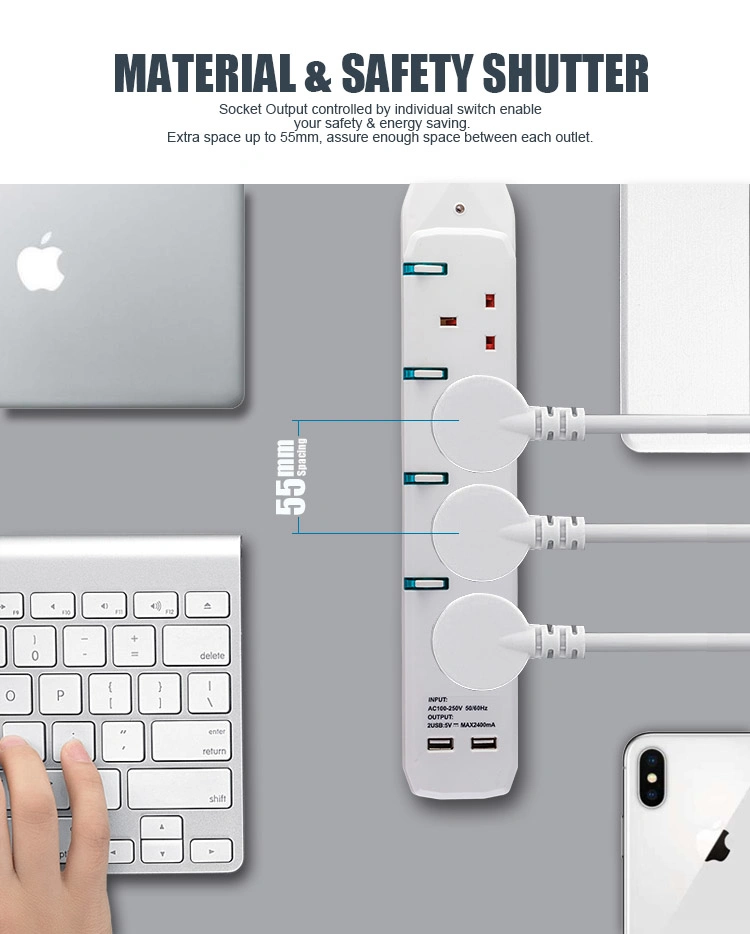 Surge Protector Cord Reel Wire Power Jack Extension Outlets Socket