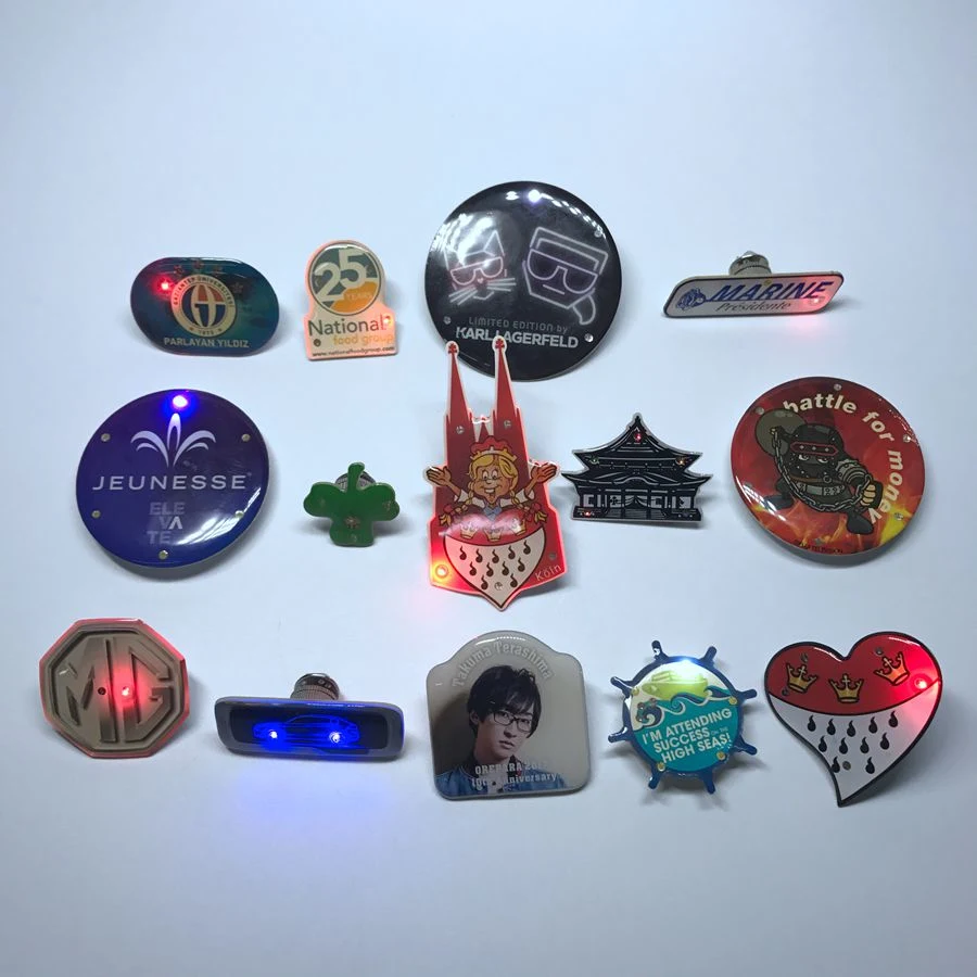 Customized Logo LED Flashing Button Badge Safety Pin Badge