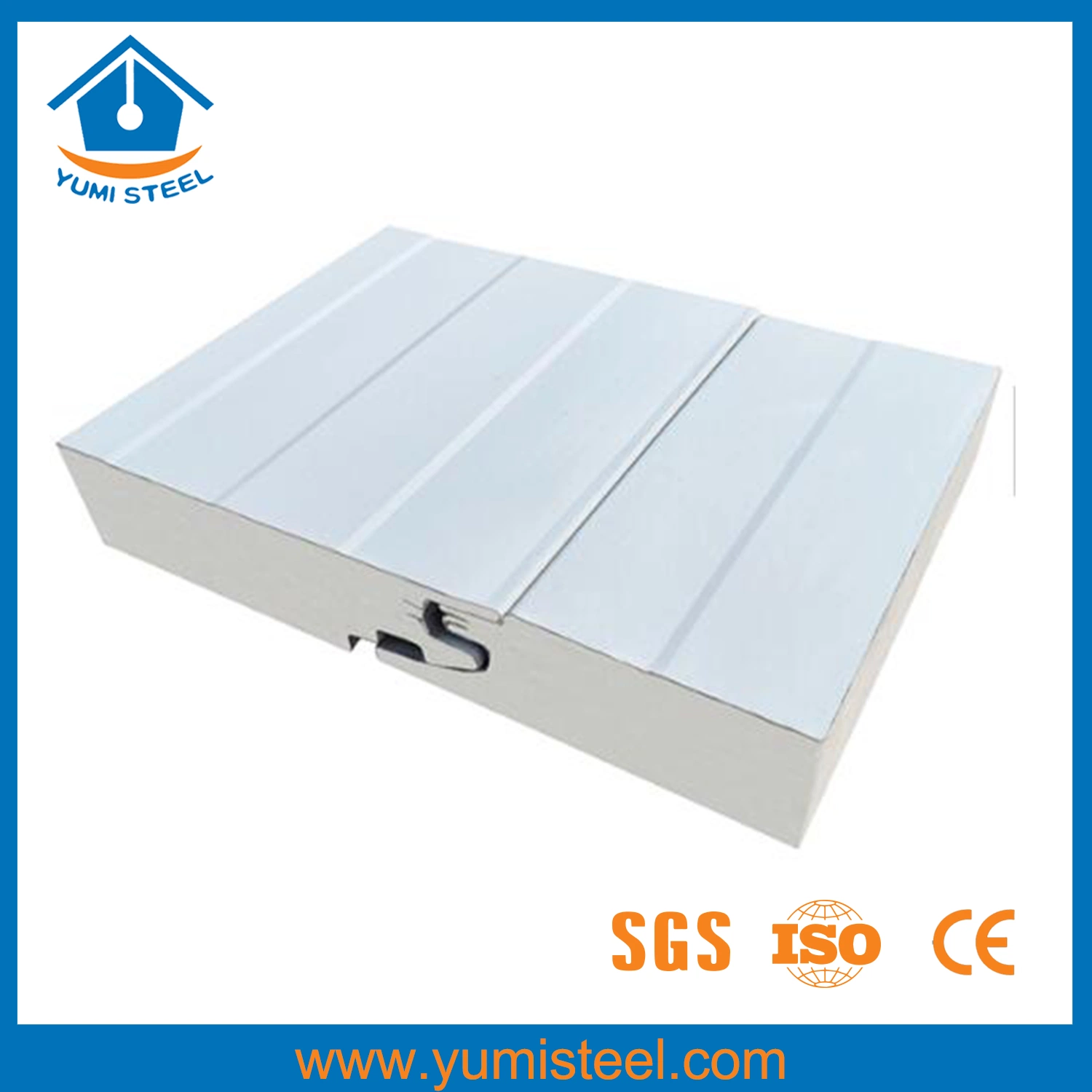 60mm Hidden Screw Joint PU Sandwich Wall Panel with Heat/Sound Insulation