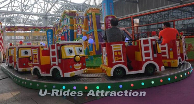 Parque de atracciones trenes ferrocarril Bomberos tema eléctrico paseo encendido tren