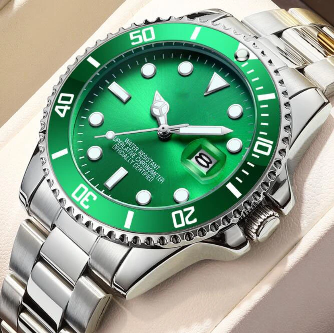 Fashion Men Stainless Steel Watches Luxury Quartz Wristwatch Calendar Luminous Clock Men Business Casual Watch