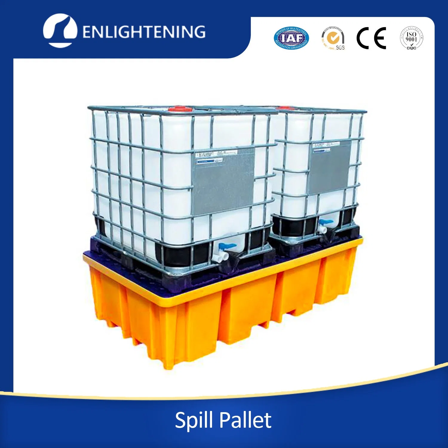 Standard Anti Spill Pallet Oil Drip Spill Tray 100% Recyclable PE Spill Pallets for 4 Drums