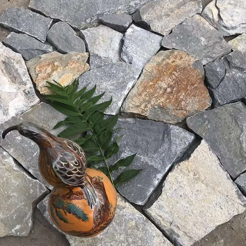 Decoração em pedra de parede Peitoril quartzito pedra ardósia empilhado com ouro/cinza/amarelo/preto Preço de cores