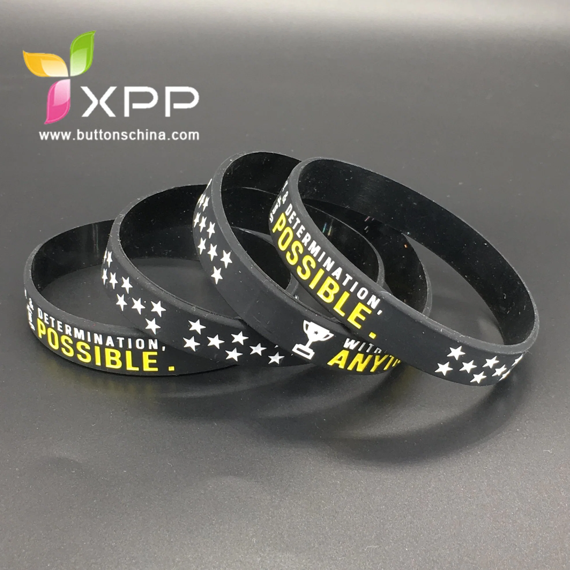 OEM Multicolor Embossed Silicone Bracelet for Promotion Gift