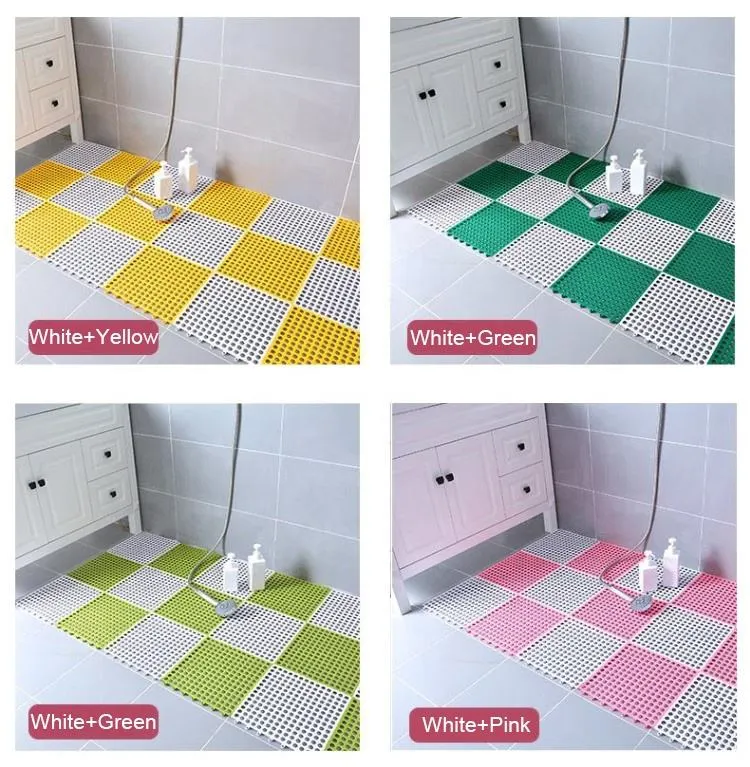 Tapis de bain antidérapant écologique pour salle de bain avec petits trous ronds TPE pour cuisine, balcon et toilettes