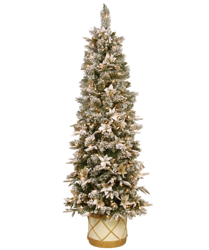 Christmas Decorated 120 Cm PVC Artificial Xmas Pine Flocked Snow Christmas Trees