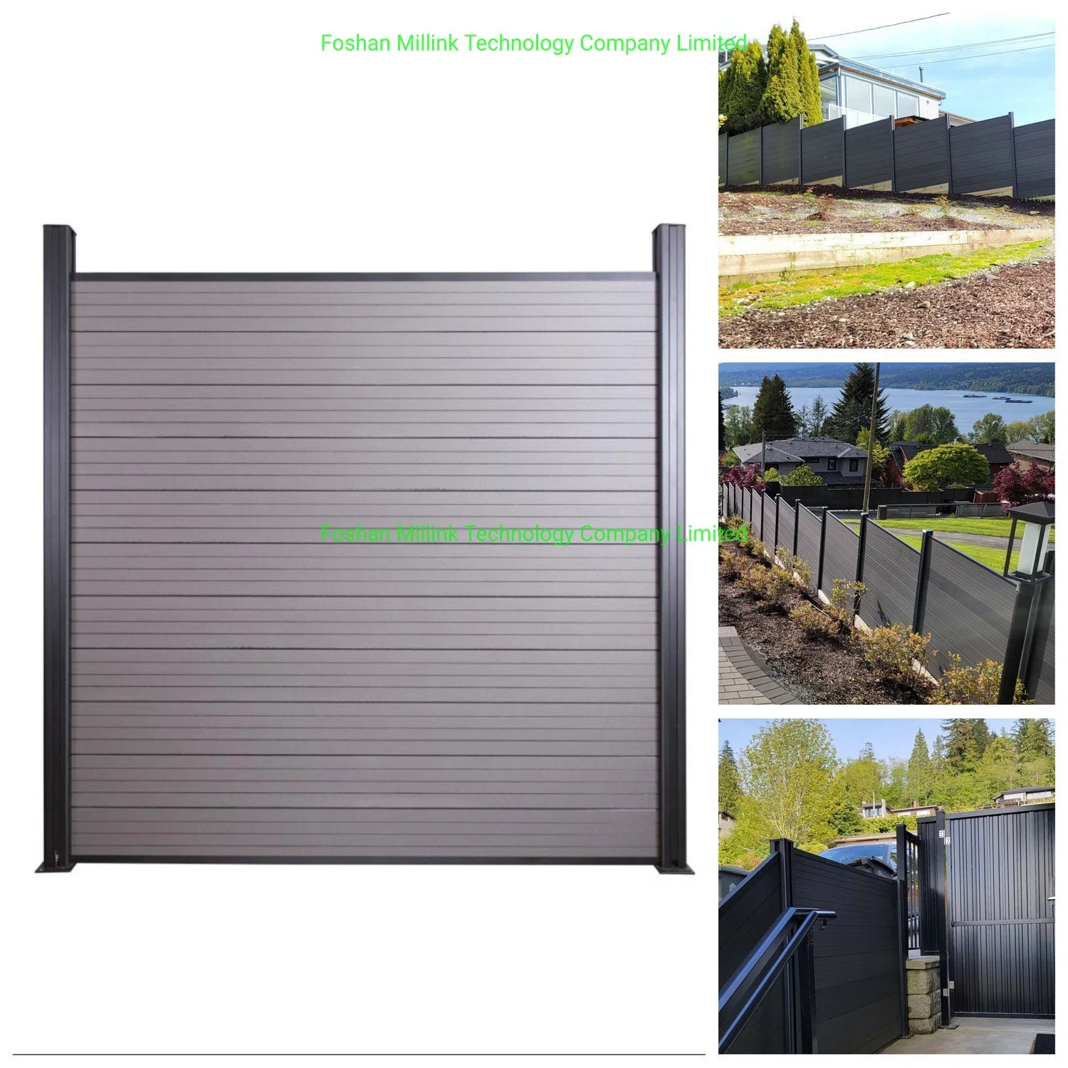 Alu Aluminium Post Wood Grain WPC Plastic Composite Panels Fencing Outdoor Garden Fence Fencings Waterproof Anti UV