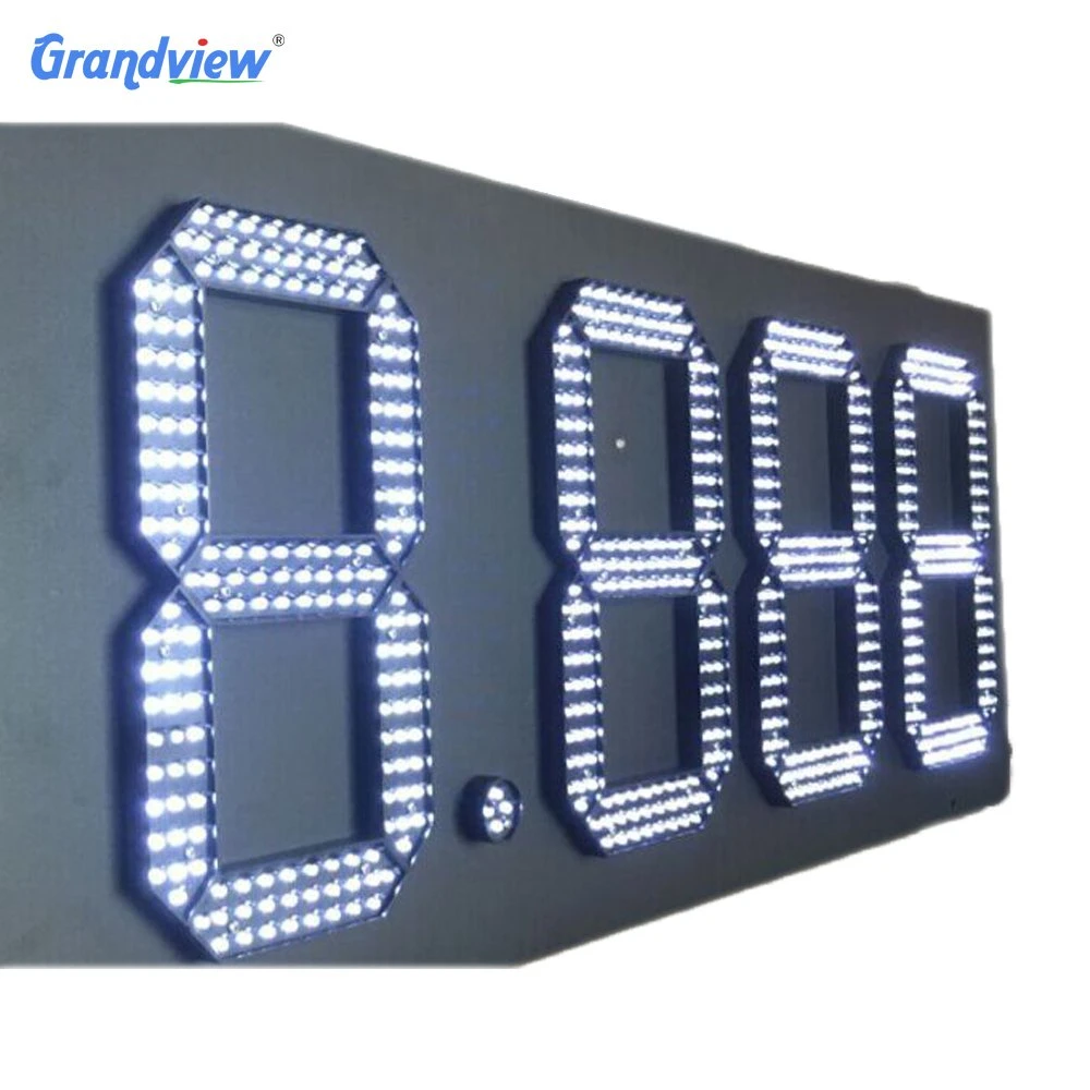 2020 Grandview Red 12 Inch LED Price Sign Petrol Gas Station Screen