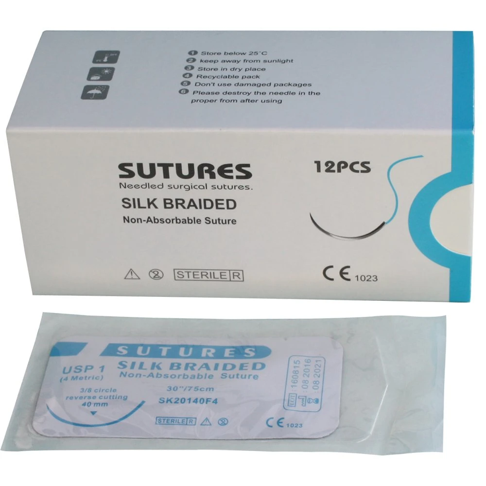 Suture chirurgicale saine médicale Suture tressée en soie