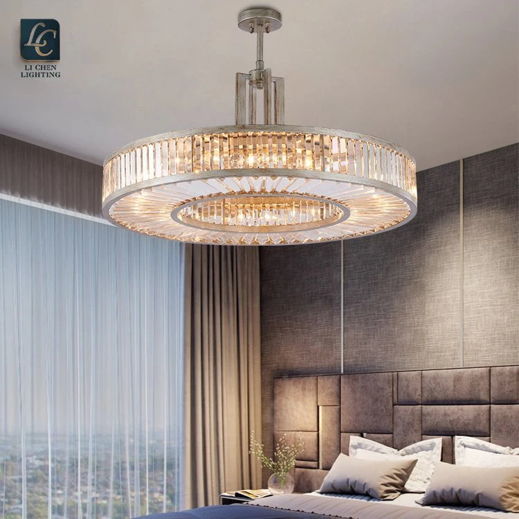 Hotel Villa Restaurant Iron Frame Crystal LED Pendant Lamp