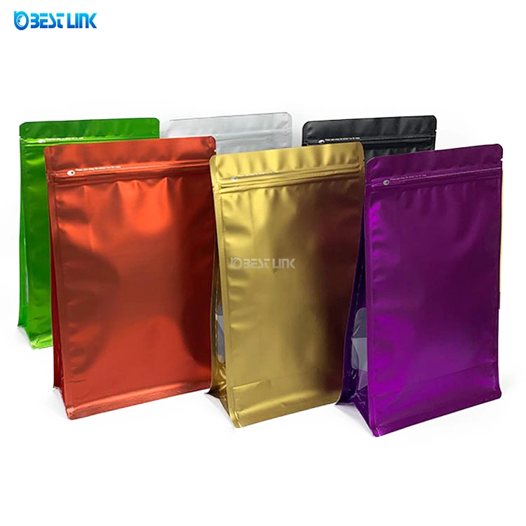 Various Color Customized Size Food Packaging Aluminum Foil Pouch Zip-Lock Stand up Poly Bag with Tear Notch & Side Window