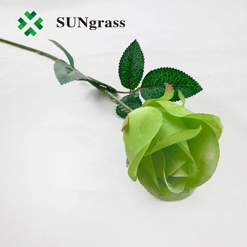 Wedding Decoration Flower Dia 4cm Green Silk Rose Artificial Velvet Rose Flower