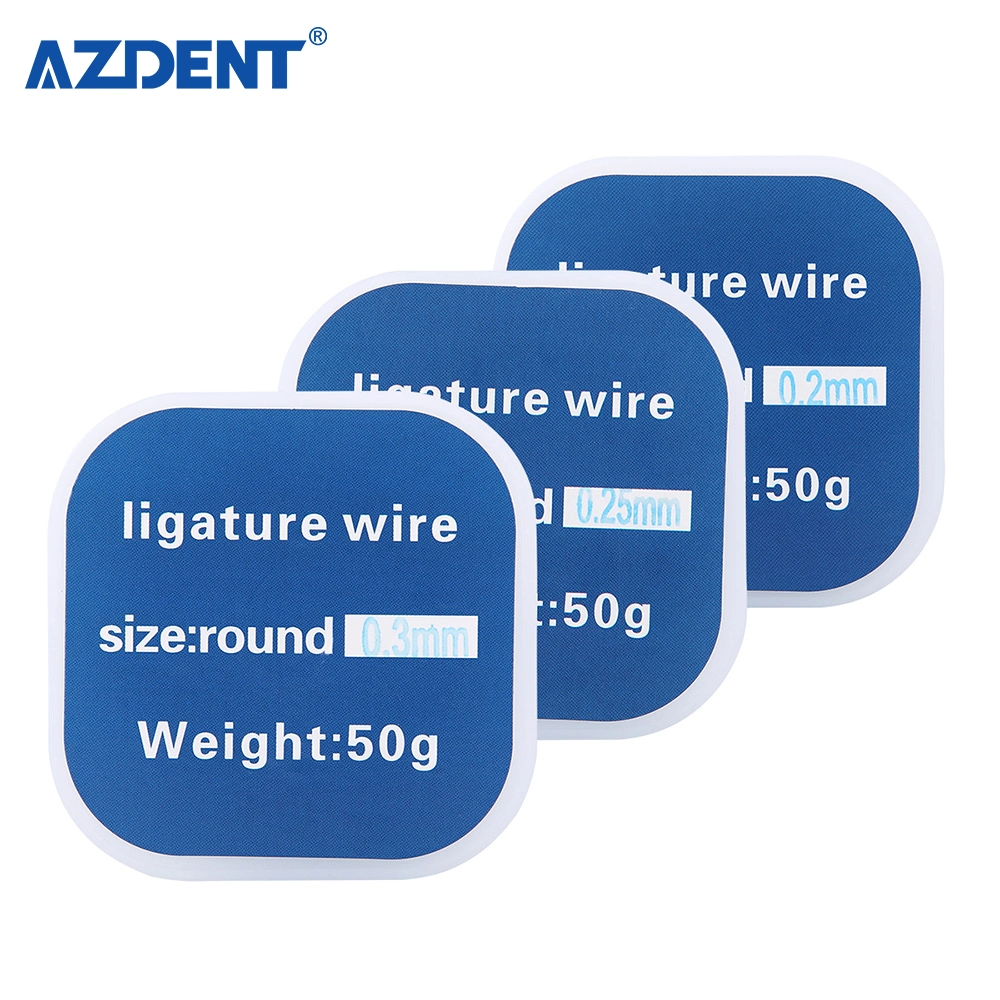 Azdent High quality/High cost performance Dental Ortigature أسنان وفم الأسنان القوس سلك من الفولاذ المقاوم للصدأ تقريب 0.2/0.25/0.3 مم