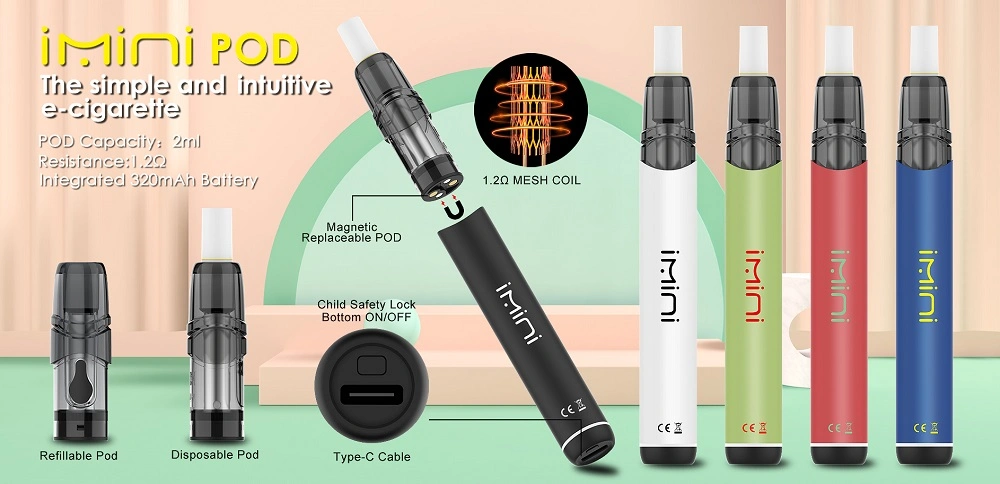 Original Sunfire Pod VAPE Pen E Kit de inicio de cigarrillos 320mAh 2mL dispositivo de pods rellenables vacíos con sistema de bloqueo inferior caliente Venta compatible vapor